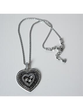Brighton Starlight Heart Crystal Pendant Necklace Silver Plated Lobster Clasp